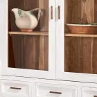 Sanda Wohnzimmer-Vitrine aus massivem Teakholz mit 4 Türen und 3 Schubladen Viadurini