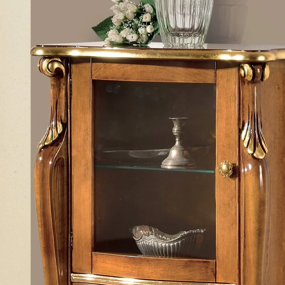 Wohnzimmervitrine mit 1 Glastür und 3 Schubladen Made in Italy - London Viadurini