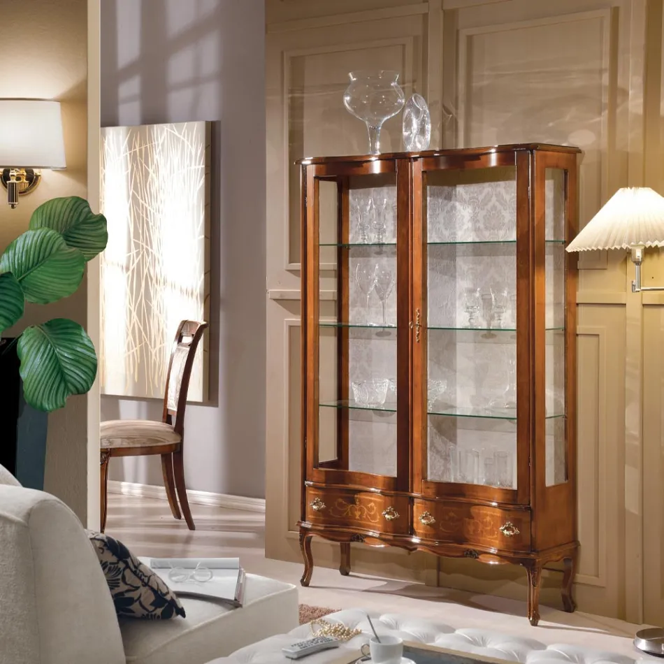 Holzvitrine im klassischen Stil mit Türen und Schubladen Made in Italy - Versailles Viadurini