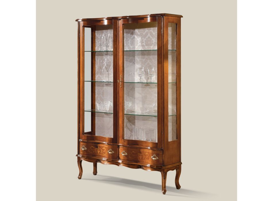 Holzvitrine im klassischen Stil mit Türen und Schubladen Made in Italy - Versailles Viadurini