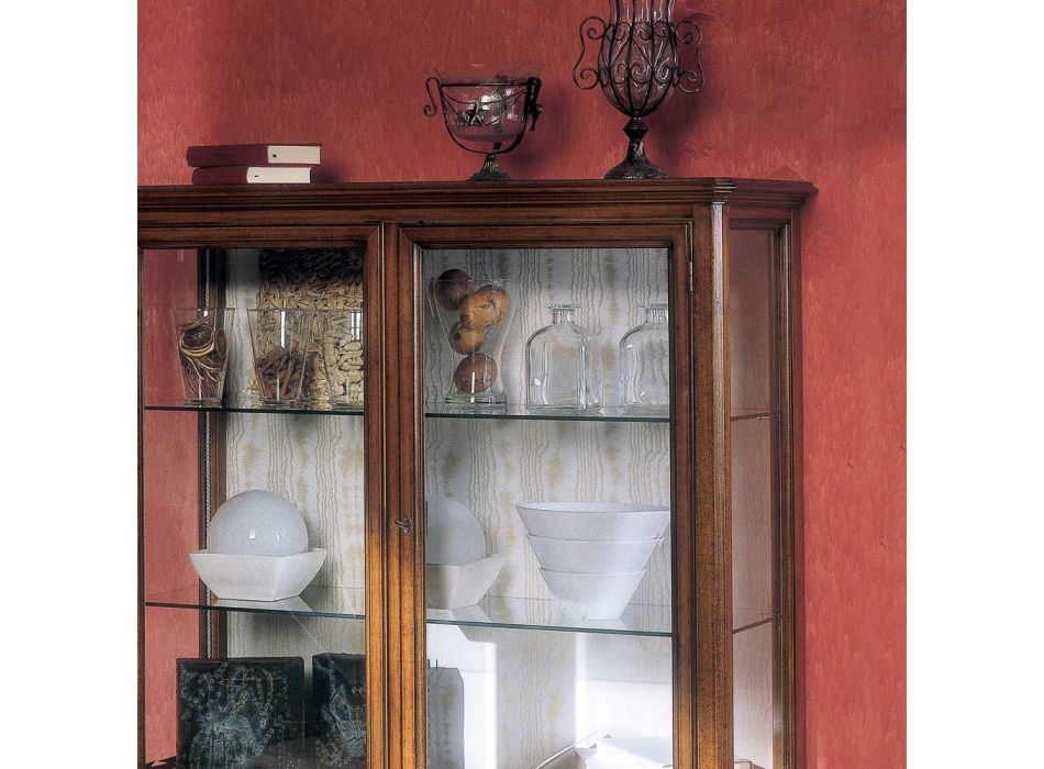 Bassano Francia Holzvitrine mit 2 Schubladen und 2 Türen, hergestellt in Italien – Dilga Viadurini