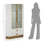 Vitrine aus Holz mit Aufsatz und abgerundeten Einsätzen mit 2 Türen und 2 Schubladen - Rachel Viadurini