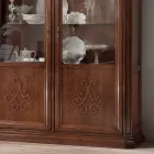 Vitrine aus Holz mit patiniertem Walnuss-Finish und Liliendekor, hergestellt in Italien – Damen Viadurini