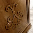 Vitrine aus Holz mit patiniertem Walnuss-Finish und Liliendekor, hergestellt in Italien – Damen Viadurini