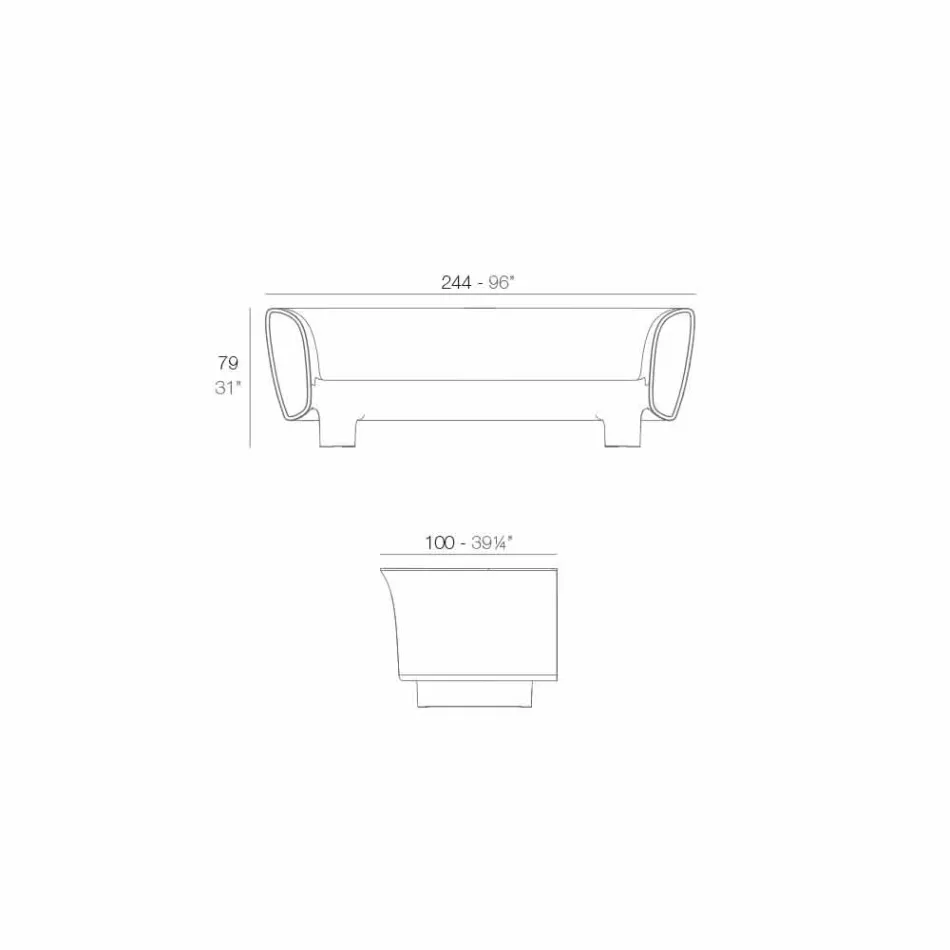 Vondom Bum Bum modernes, schwarz lackiertes Gartensofa Viadurini