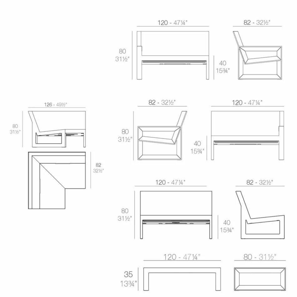 Vondom Frame Garten Lounge mit modernem Design Viadurini