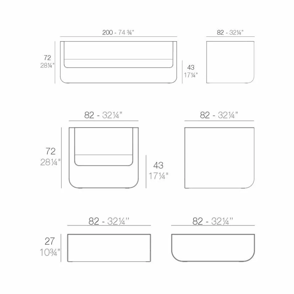 Vondom Ulm Outdoor Lounge mit modernem weißen Design Viadurini