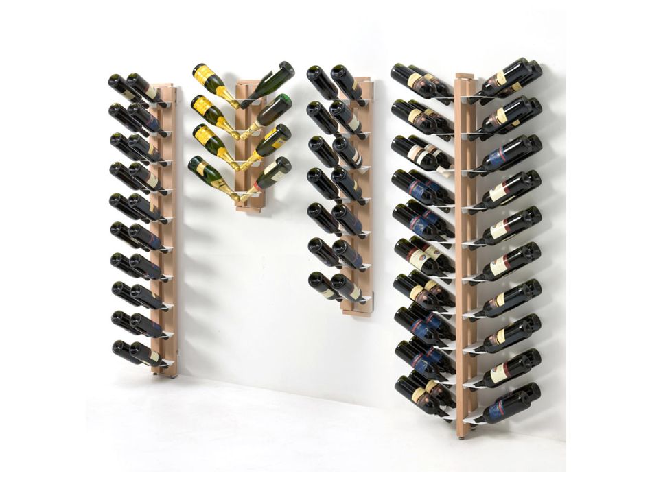 Zia Gaia doppelseitiger Bodenflaschenhalter aus Holz und Stahl zur Befestigung an der Wand Viadurini