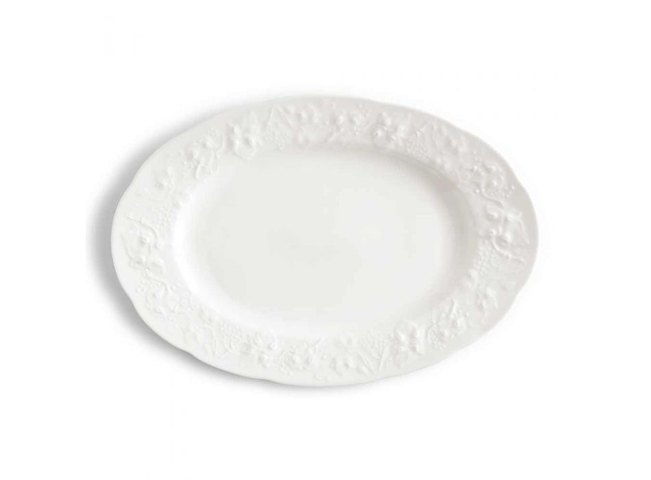 Große Terrine und Tablett in weißem Porzellan verziert - Gimignano Viadurini